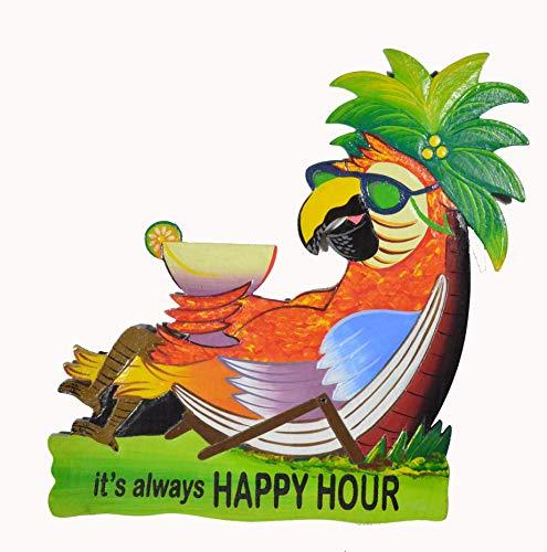 WorldBazzar Hand Carved Wooden Parrot in Chair ITS Always Happy Hour Cocktails D