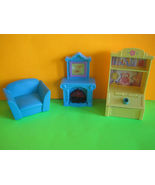 Vintage Loving Family Dollhouse Living Room w Couch, Fireplace, Toy Box ... - $7.99
