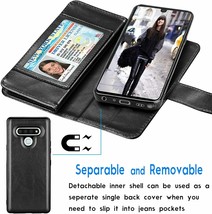 LG Stylo 6 Wallet Case Leather Flip Folio Stand Magnetic Detachable Cover Black - $30.84