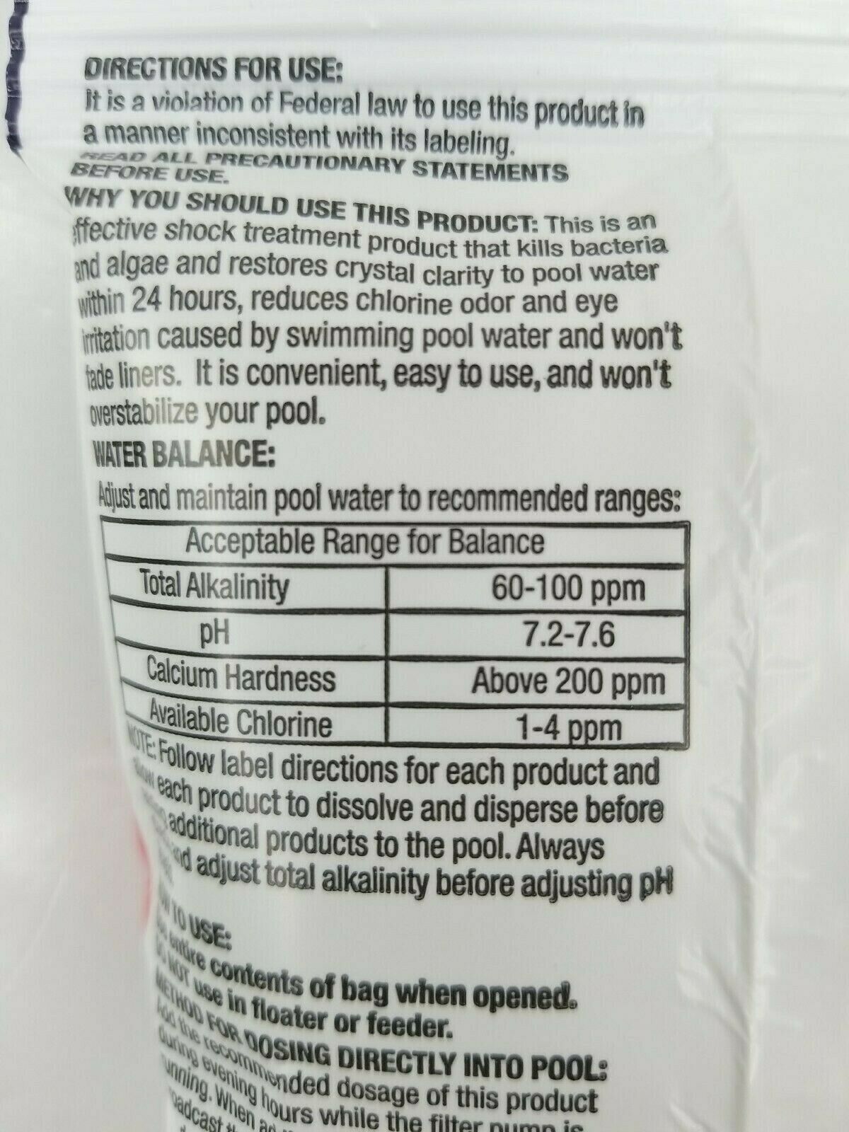 4 Pace Premier Shock 3 Treatment Swimming Pool Kill Bacteria Algae