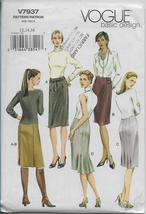 Vogue 7937 Women Misses Skirt Semi Fit Straight Sizes 12 14 16, 3 Style  - $15.00
