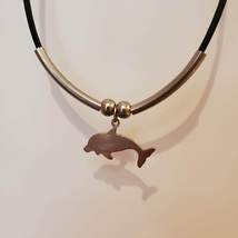 Dolphin Necklace, Silver Tone with Mother of Pearl, Pendant Beach Ocean Jewelry image 6