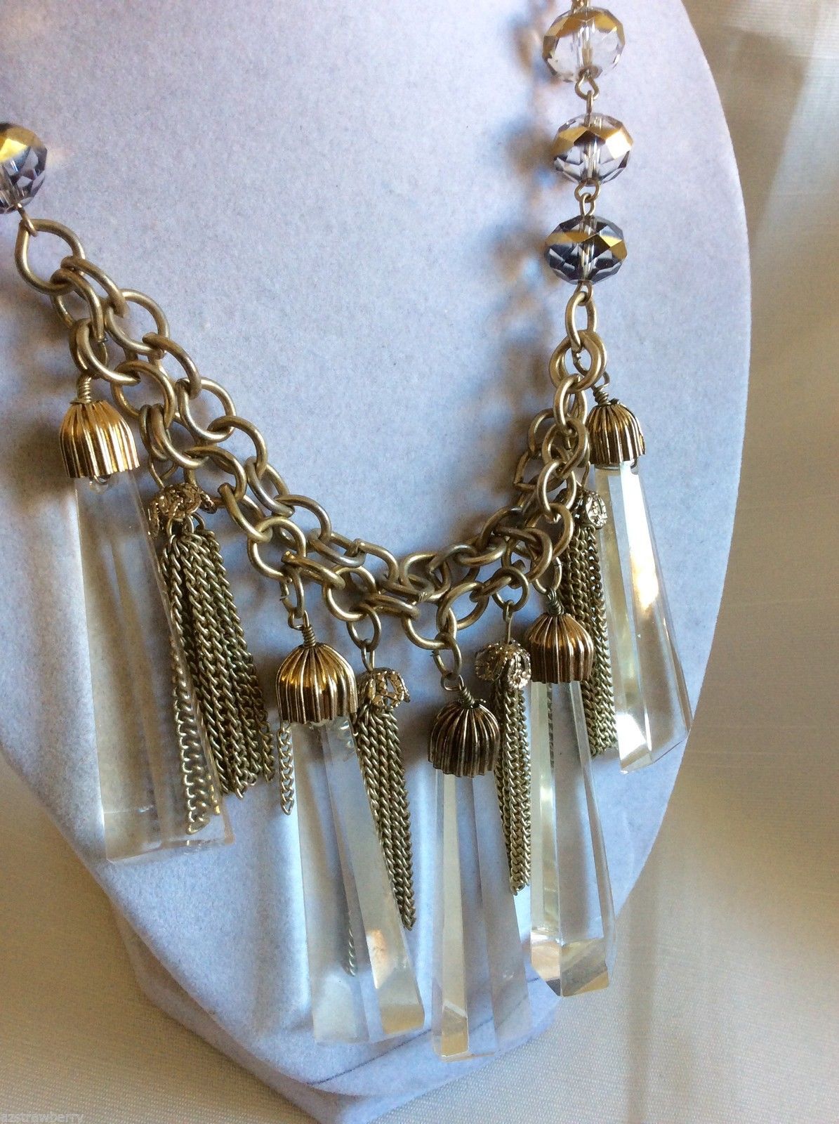 Fashion Gold Tone tassels Glass drop charms chain cluster pendants ...
