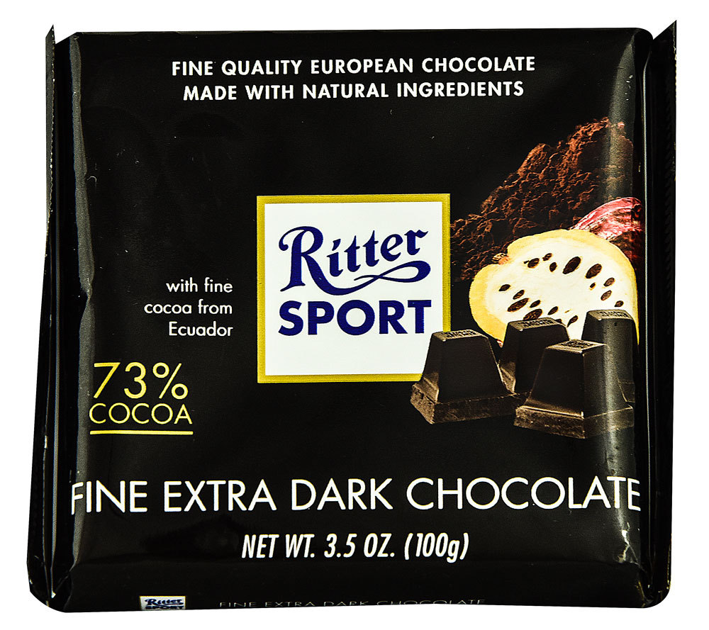 Ritter Sport Fine Extra Dark Chocolate (Amargo Extrafino) 73% Cocoa ...