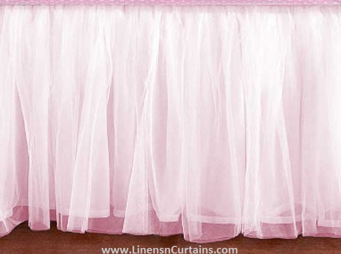 King size LIGHT PINK Tulle Ruffled Bed Skirt in any drop length Bed