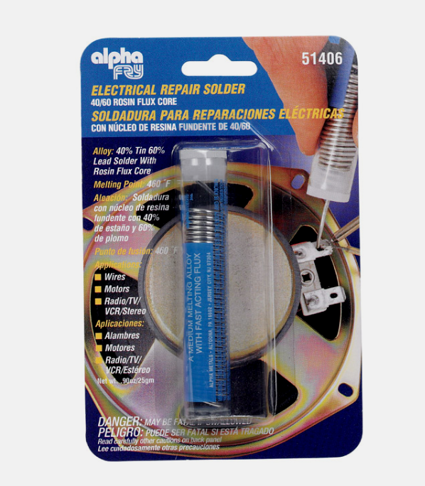 Alpha Fry Electrical REPAIR SOLDER Rosin Flux Core Tin/Lead 0.9 oz. 51406