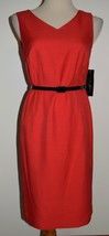 New Evan Picone Black Label Dress Sz 4 Sleeveless Red Pencil Sheath Lined - $22.43