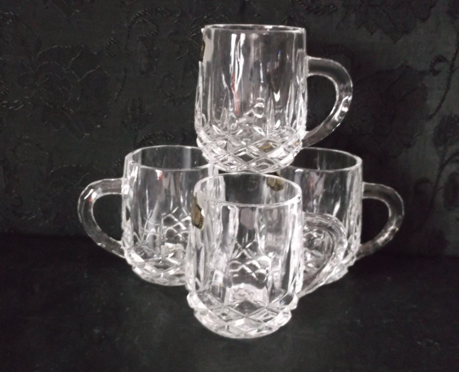 Vintage Crystal Mugs Liqueur Cordials Zajecar Lead Crystal SET of Four