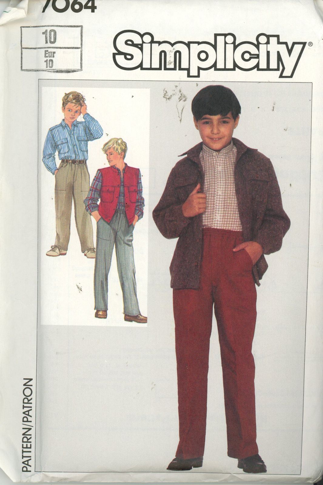 Simplicity 7064 Boys Shirt, Pull on Pants and Unlined Vest Sz 10 UNCUT ...