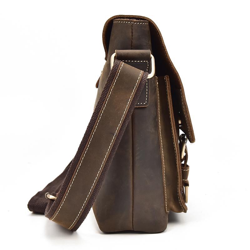 Vintage crazy horse leather messenger bag A4 Genuine leather shoulder bag Men's Accessories