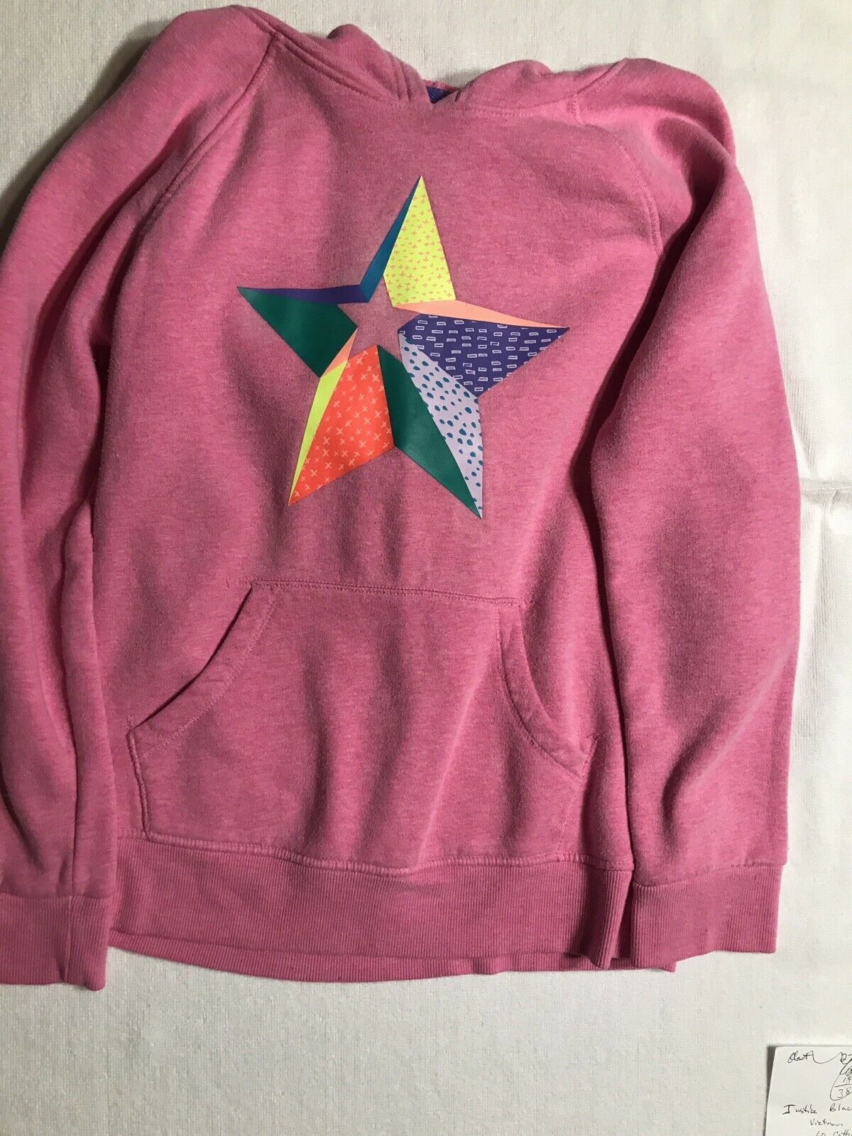 Cat & Jack Girls Pink Hoodie With Star Decal Size Large 10/12