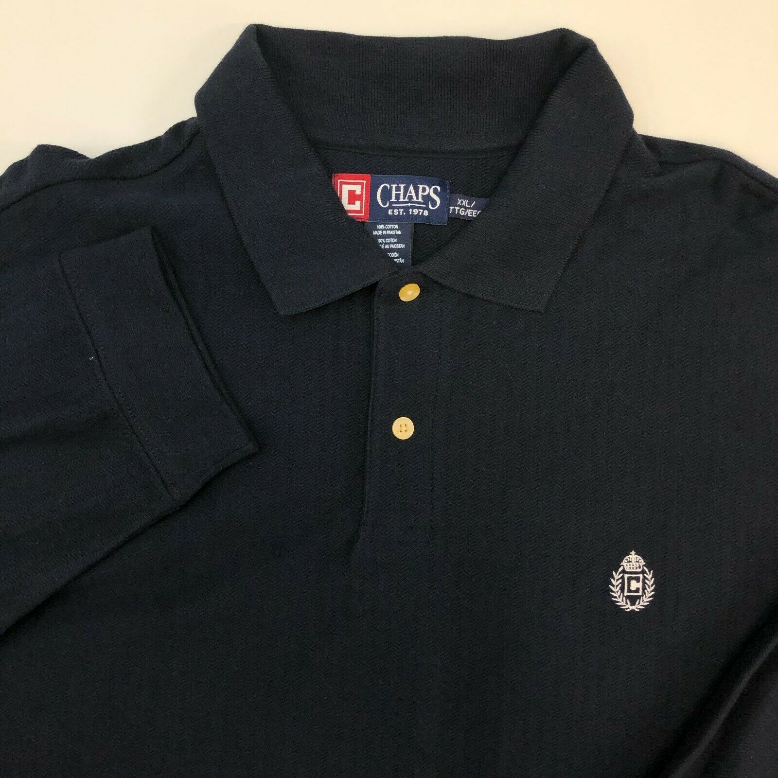 Chaps Polo Shirt Mens XXL Black Long Sleeve Casual Cotton - Polos
