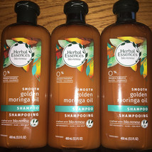 3 New Smooth Golden Moringa Oil Shampoos Herbal Essences HTF 13.5 oz each - $18.69
