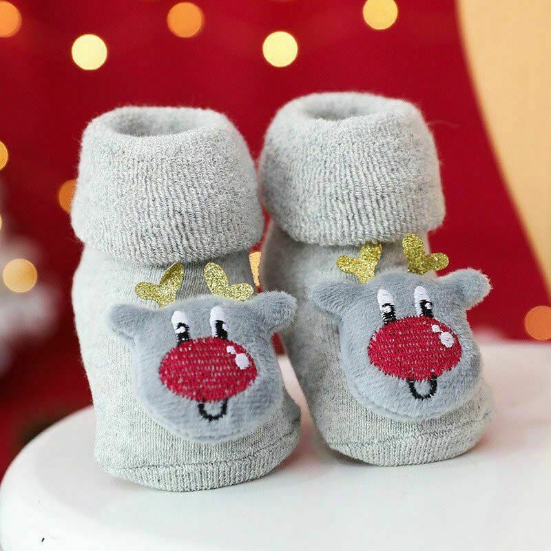 1 Pair Baby Christmas Socks Winter Toddlers Kids Wool Warmer Thick Xmas Socks
