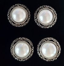 Magnetic Horse Show Number Pins Silver Frame Pearl Set of 4 NEW image 1