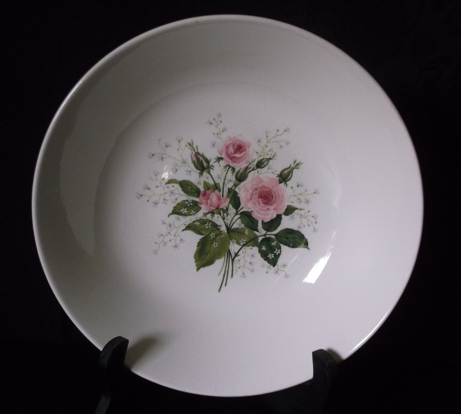 Vintage Garden Rose Bowl Heather Rose Serving Dish Pink Roses and Baby