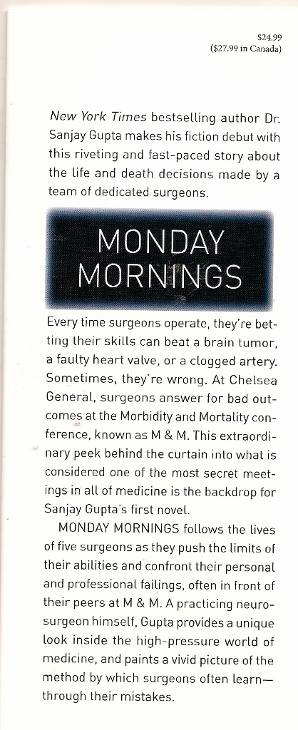 Monday Mornings A Novel By Sanjay Gupta Md Hardcover