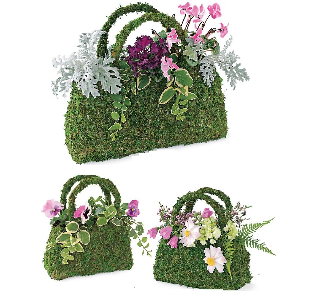 3 Flower Planter Baskets Sphagnum Moss Baskets