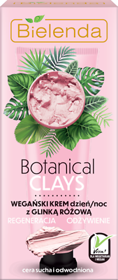 Bielenda Botanical Clays VEGAN Cream With Pink Clay DAY NIGHT 50ml RADIANT GLOW
