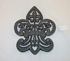 Fleur De Lis Trivet Cast Iron Ornate Kitchen Decor Pot Holder Wall Art 9.5&quot; - £9.86 GBP