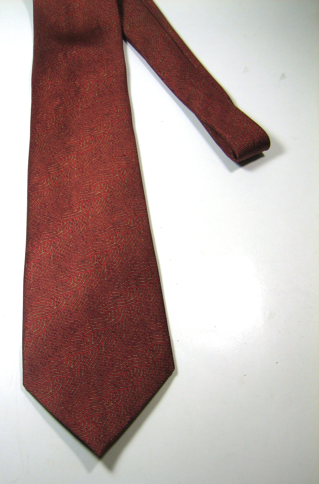 BVLGARI 7 Fold Rich Burnt Orange Brick Red 100% Silk Tie RARE Custom- Ties