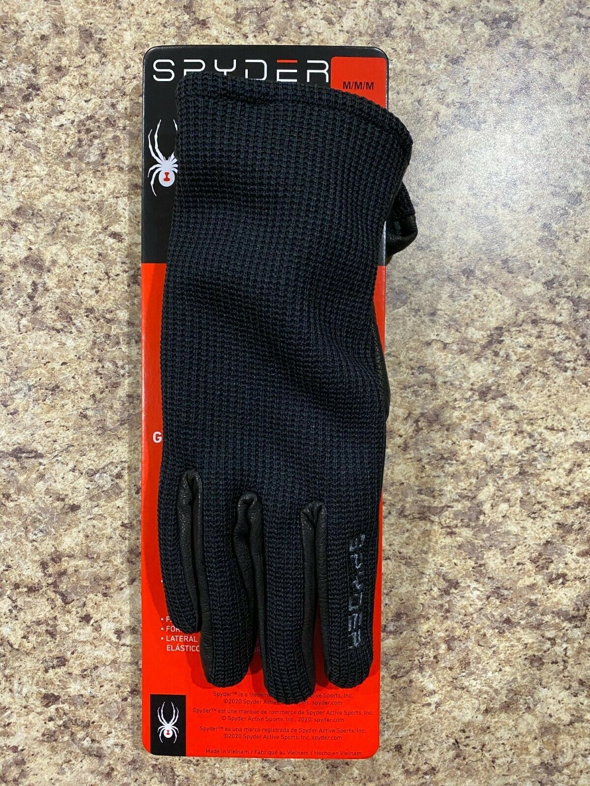 Spyder Leather Palm Gloves Black Size M Medium Stretchable Unisex Brand