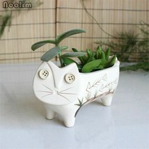 1pc Cute Small Ceramic Cat For Succulents Decorative Mini Flower Pot Hom... - £24.67 GBP