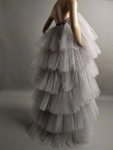 GRAY High Low Tulle Skirt Outfit Women Wedding Photo Layered Tulle Skirt Plus image 5