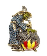 Heidi Daus a Hunched Witch Stirring a Potion in a Hot Cauldron Pin Brooch - $140.76