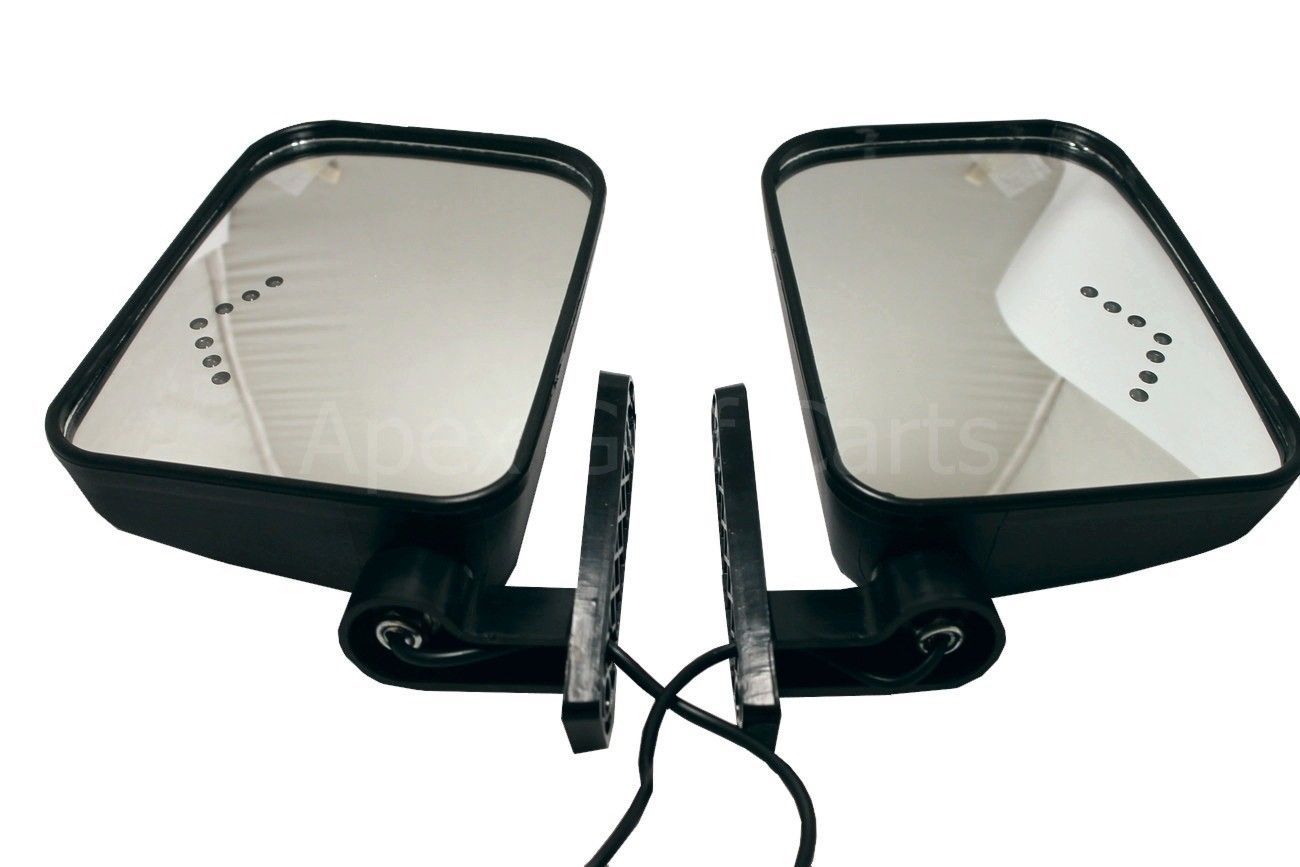 Golf Cart LED Turn Signal Mirrors Adjustable Universal Ezgo Club Car