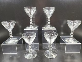 6 Libbey Knob Hill Clear 3 Ball Stem Liquor Cocktail Glasses Set Vintage... - $46.40