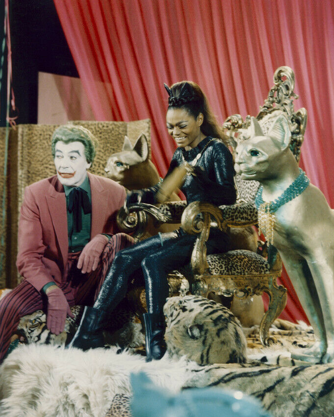 Batman Cesar Romero Eartha Kitt Sitting On Throne As Joker And Catwoman 8x10 Photo Color