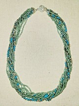 PREMIER DESIGNS Blues Greens Crystal Multi-strand Faceted Beaded Necklace 16" - $18.37