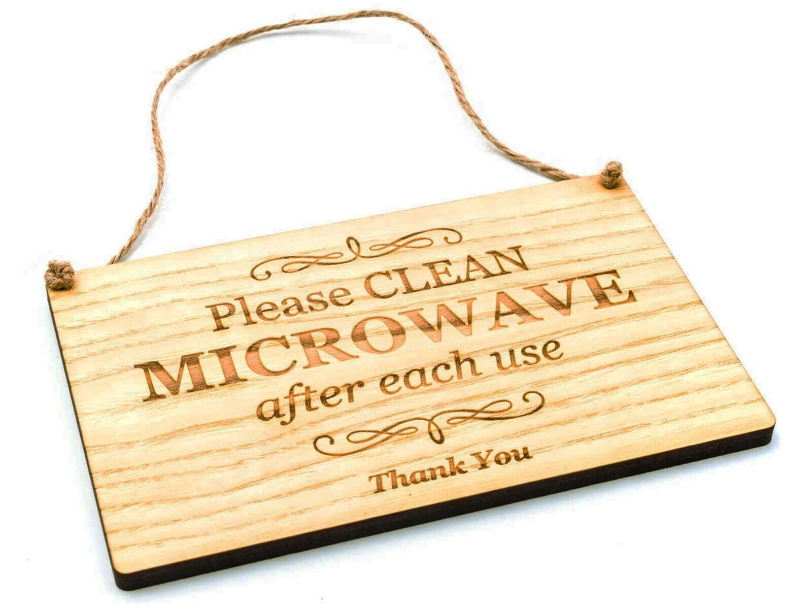 Please Clean Microwave After Each Use - Kitchen Engraved Sign, in wood