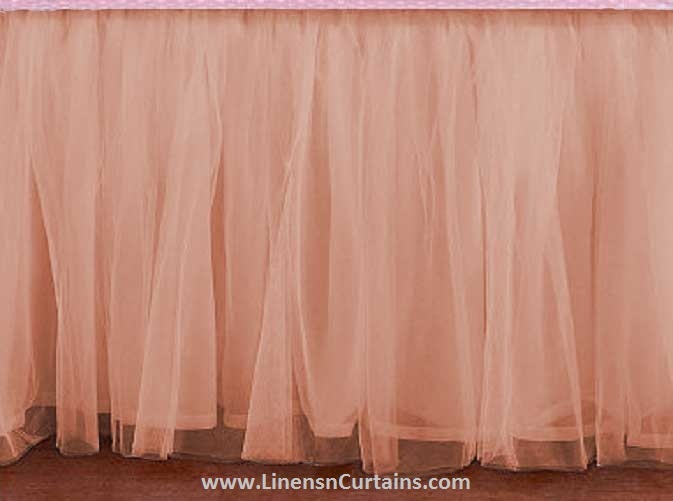 Queen PEACH Tulle Ruffled Bed Skirt in any drop length Bed Skirts