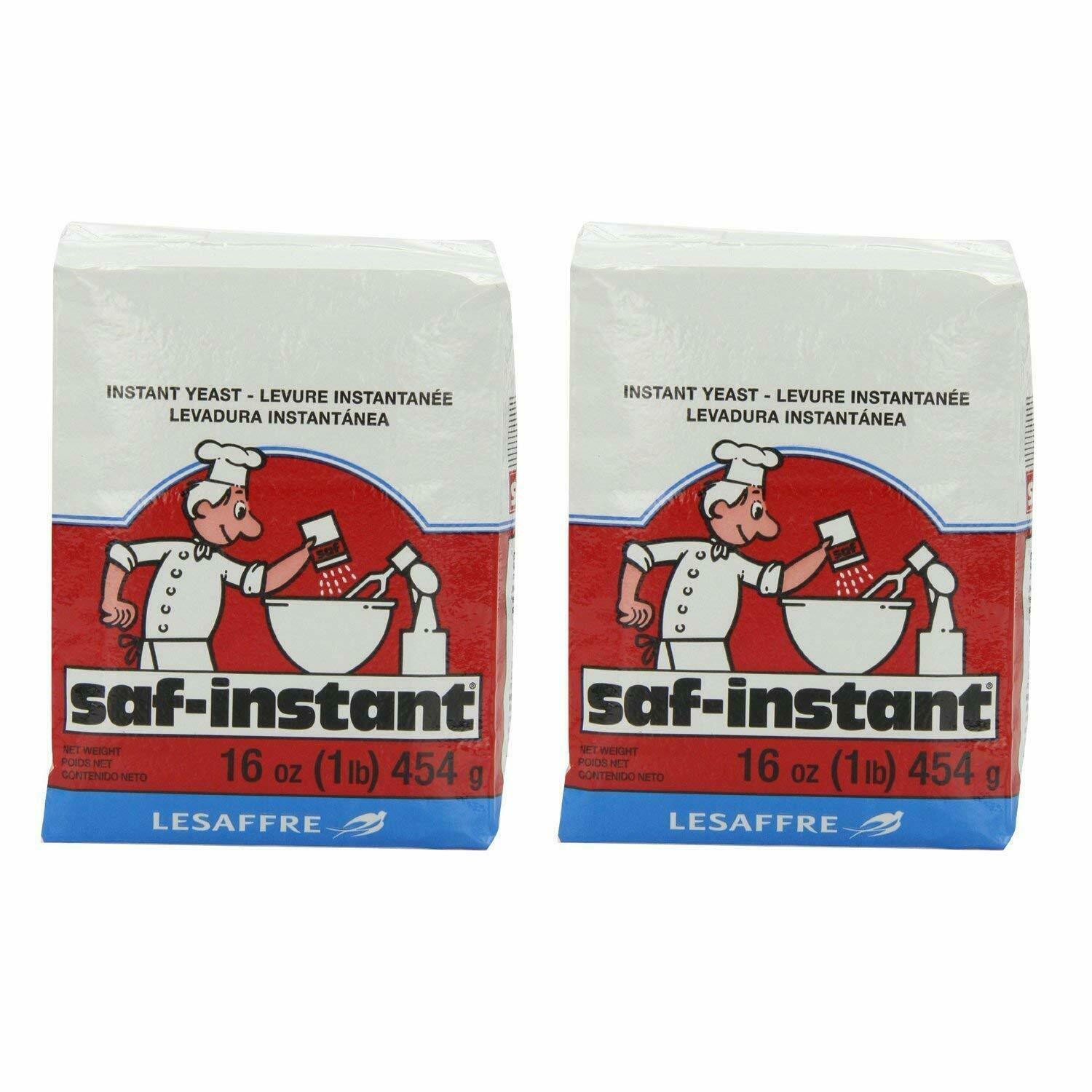 2 BAGS LESAFFRE SAF INSTANT RED DRY YEAST 1 Lb / 16 oz Yeast