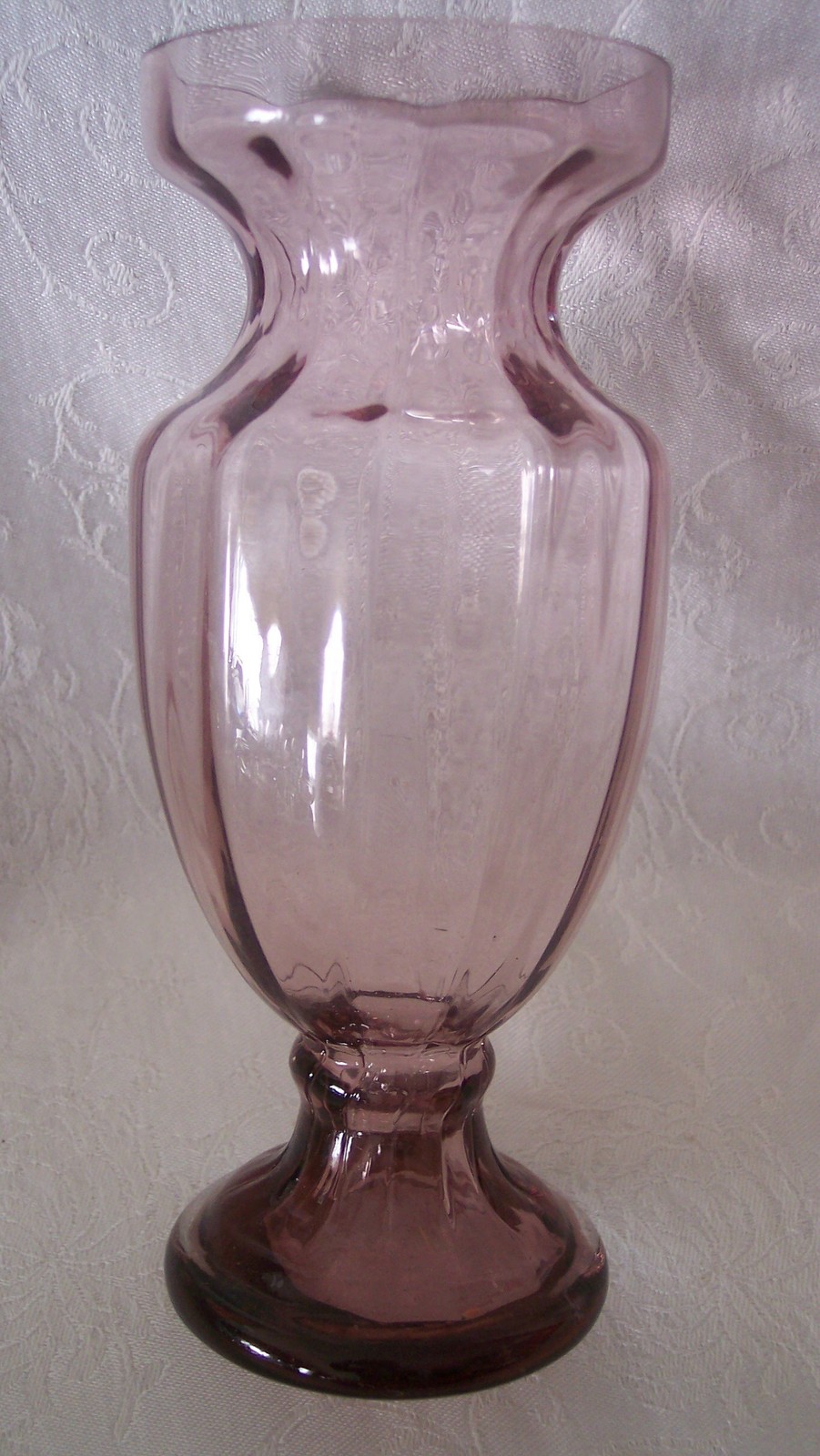 Unique Glass Hyacinth Vase w/Pedestal Footed Base Purple Amethyst