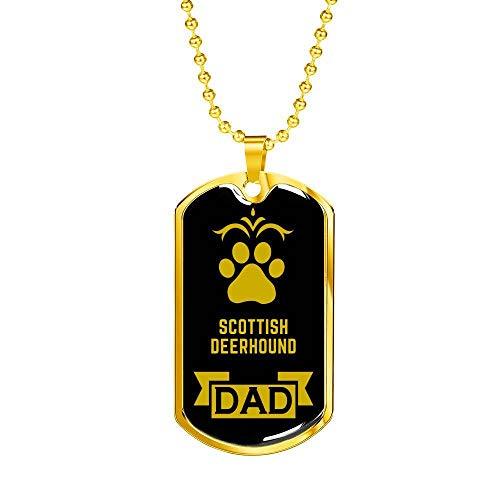 Dog Lover Gift Scottish Deerhound Dad Dog Necklace Stainless Steel or 18k Gold D