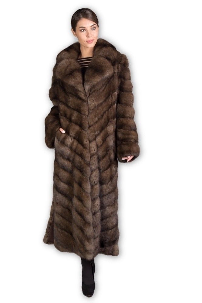 Long Brown Sable Fur Coat Cleopatra - Coats & Jackets