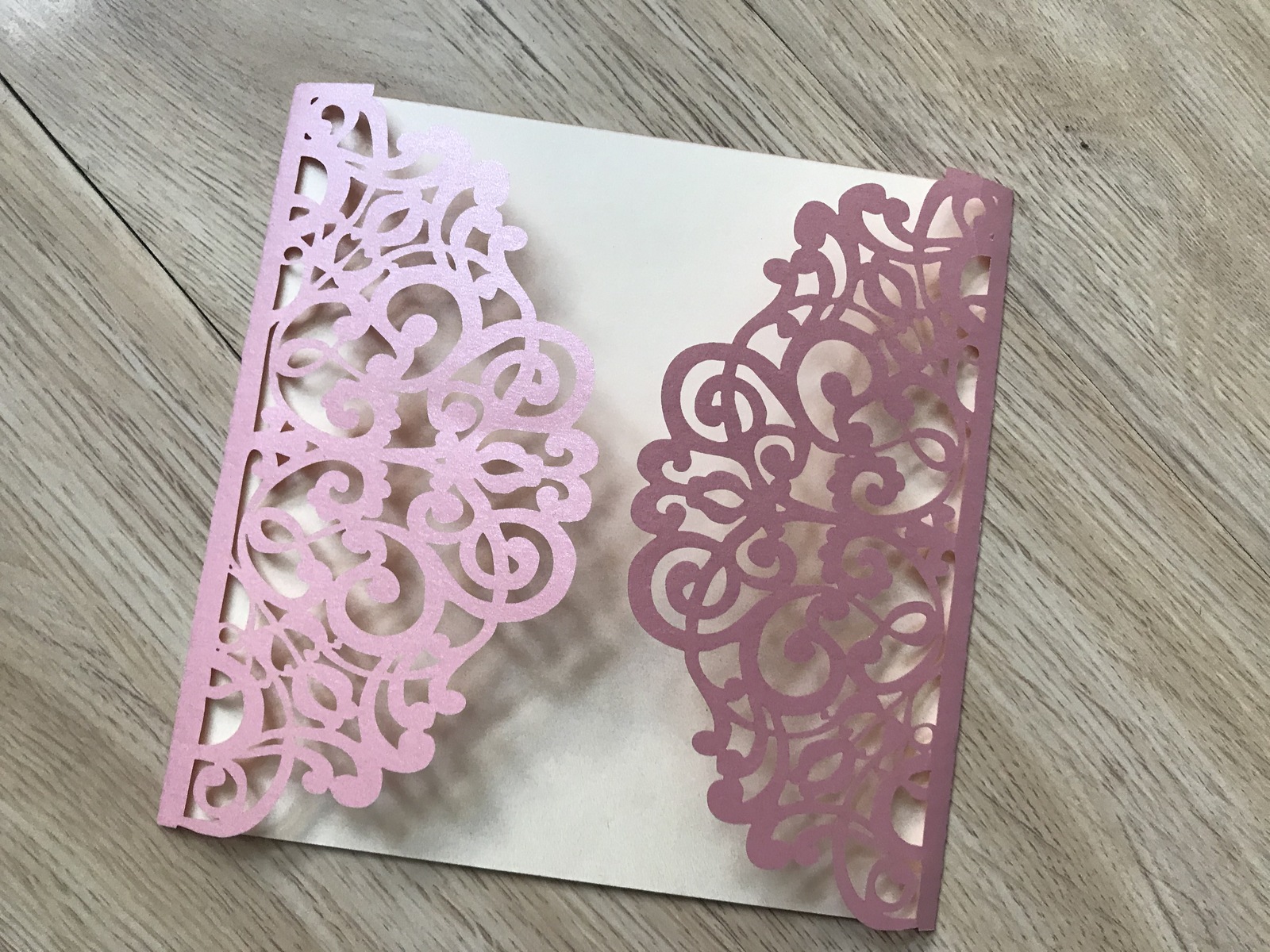 25pcs Pearl Pink Invitations,Laser Cut Wedding Cards,Bridal Shower ...