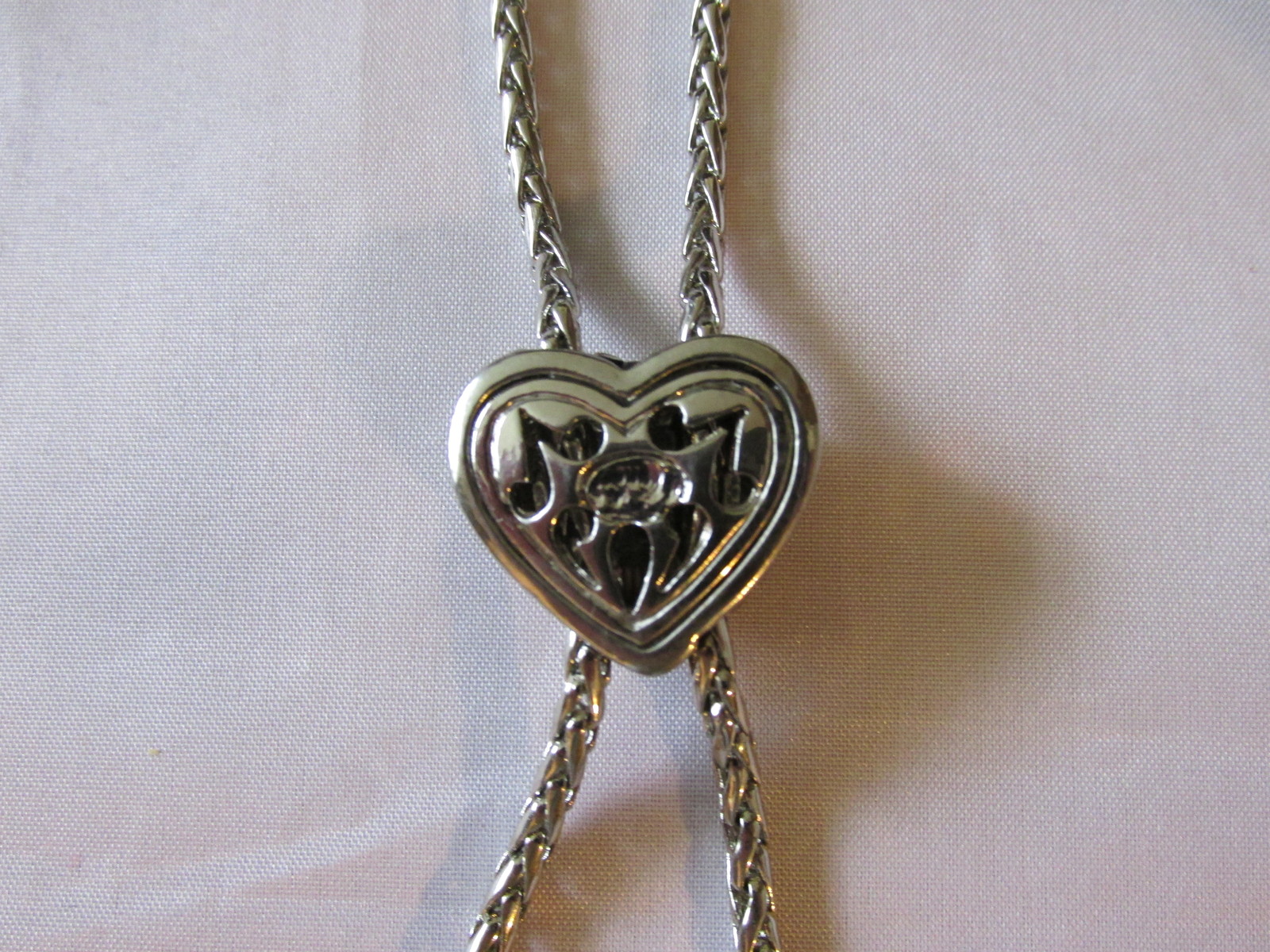 Heart Shaped Lariat / Bolo Style Slide Necklace Two Toned,