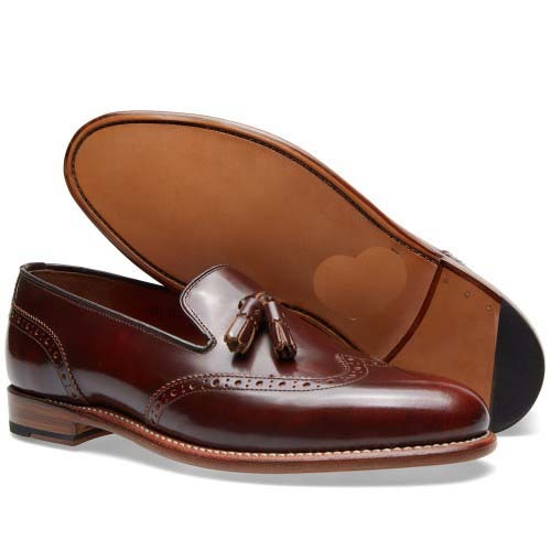 Handmade mens fashion loafer and slip ons brown dress shoes, Mens
