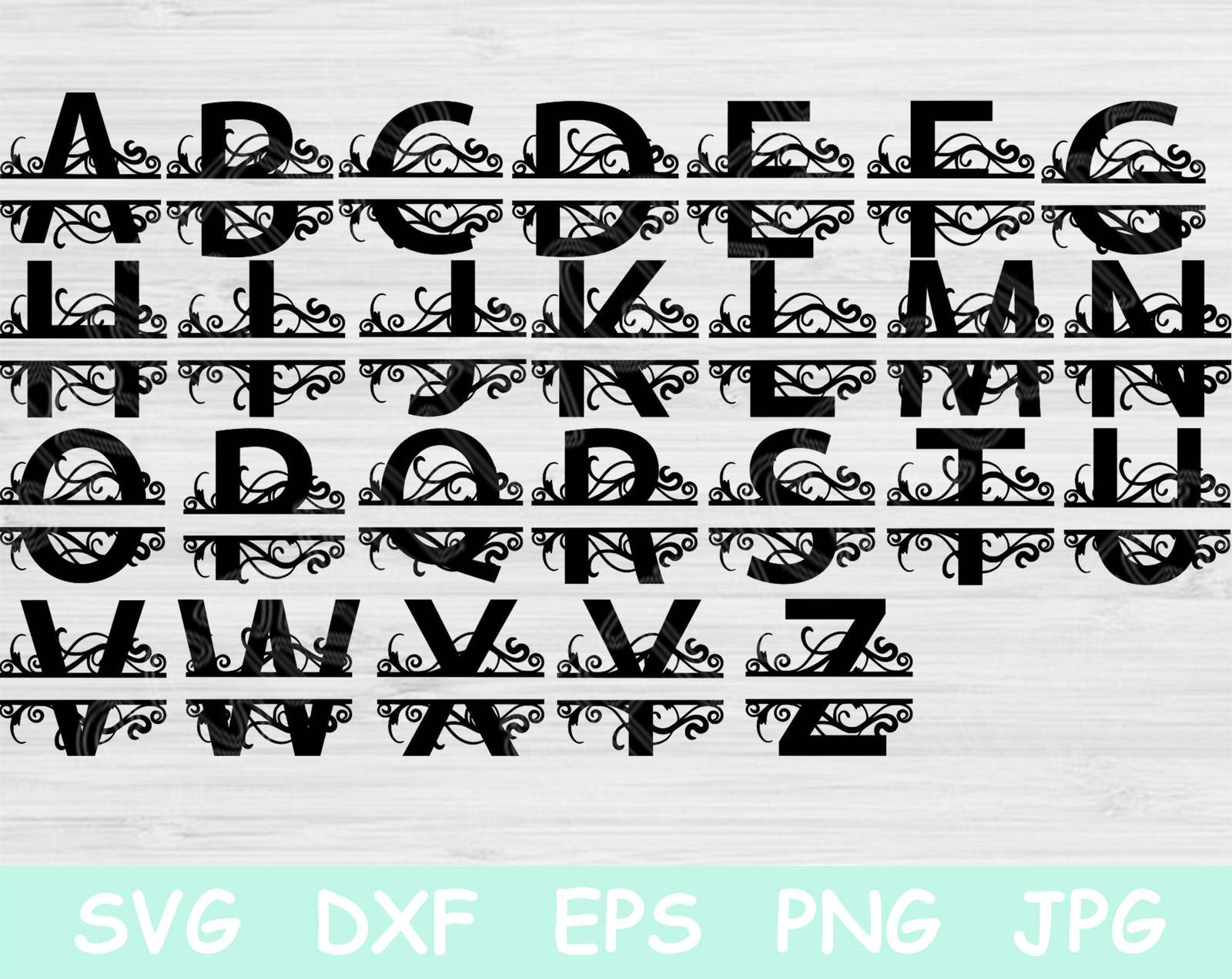 Download Alphabet Svg, Split Monogram Svg Files for Silhouette or ...