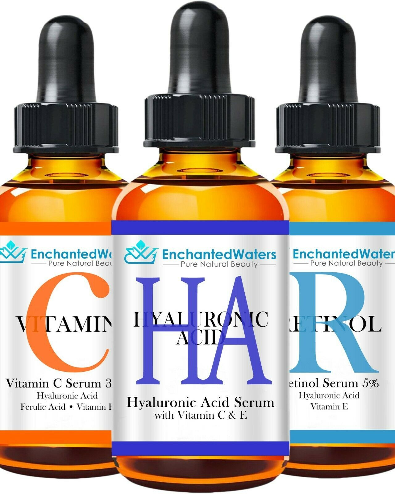 retinol + hyaluronic acid + vitamin c anti-aging wrinkle gel-cream-serum 3-pack
