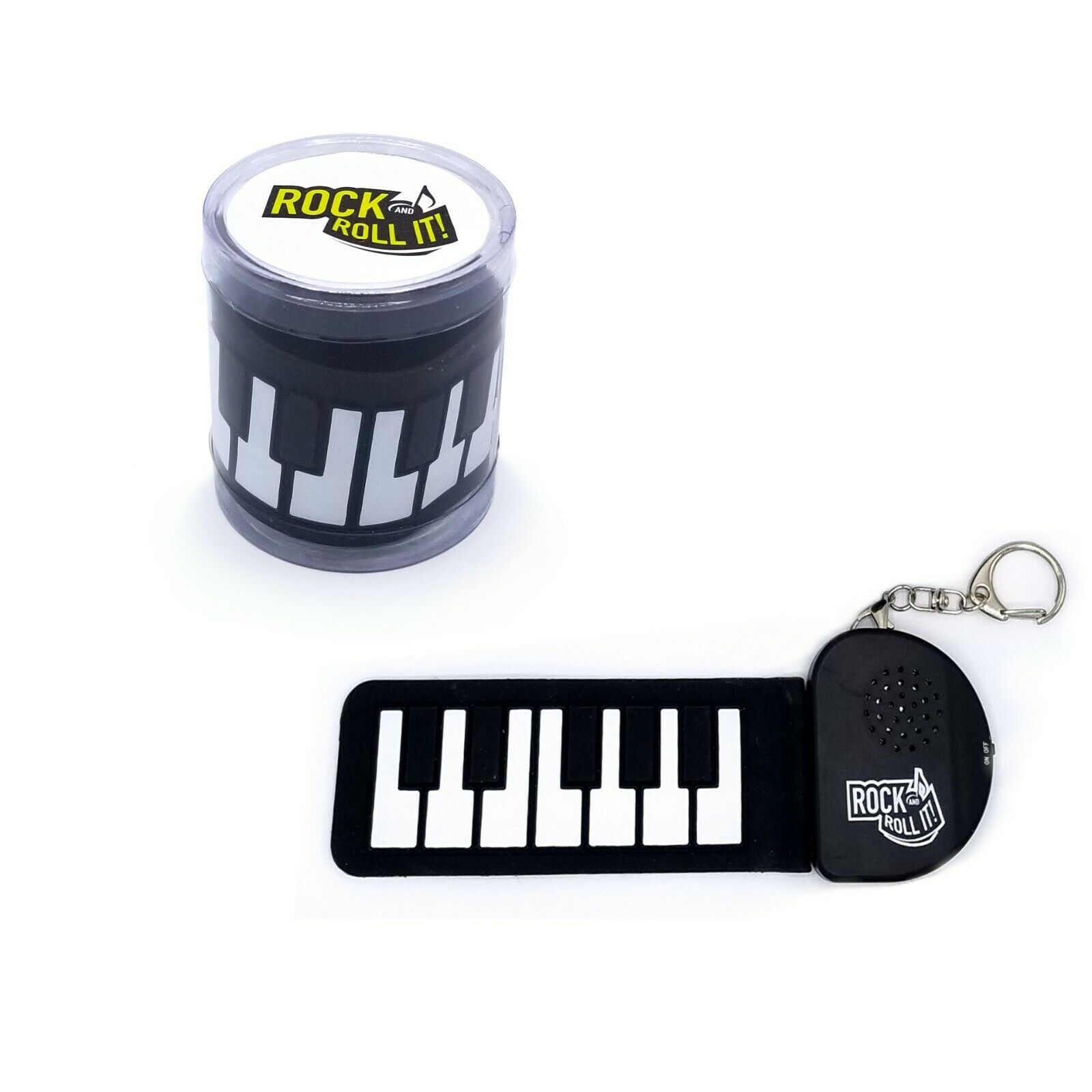 Micro Piano. Mini Size Black & White Piano. Portable Silicone Pad + Key Chain