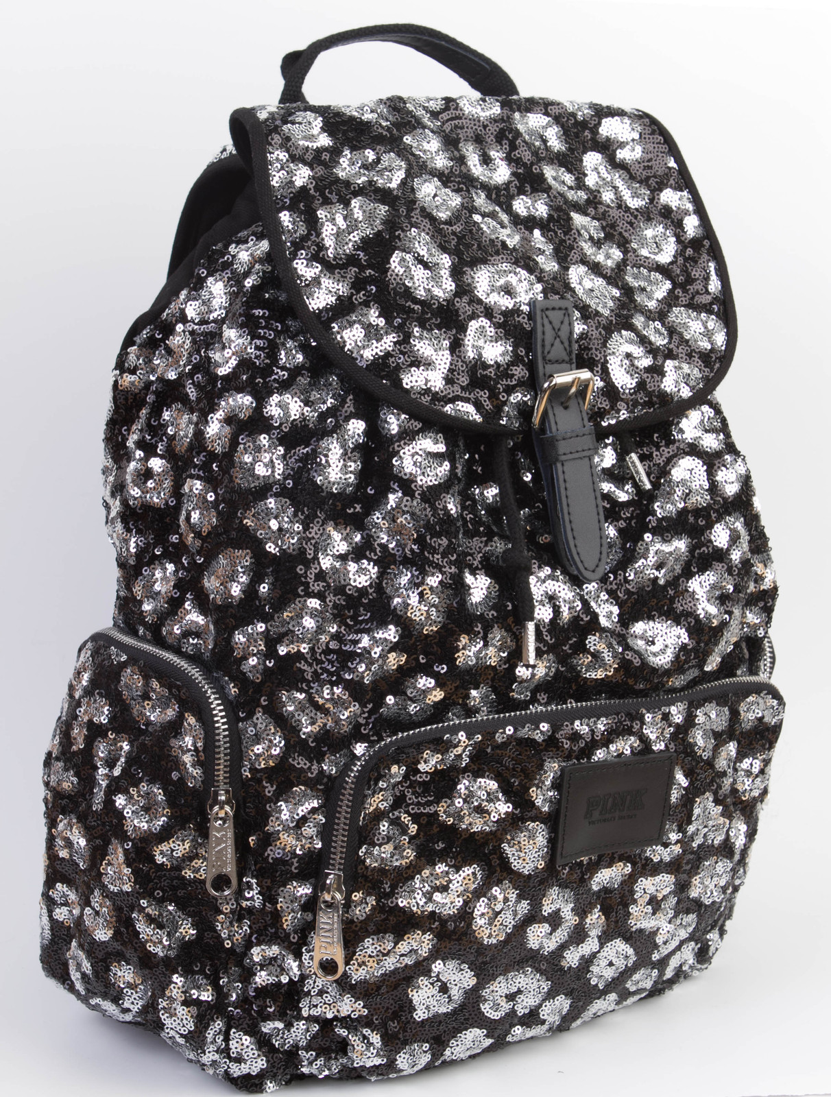 Victoria's Secret PINK Bling Black Leopard Cheetah Large Backpack ...