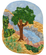 Tree and Stream: Quilted Art Wall Hanging - $345.00