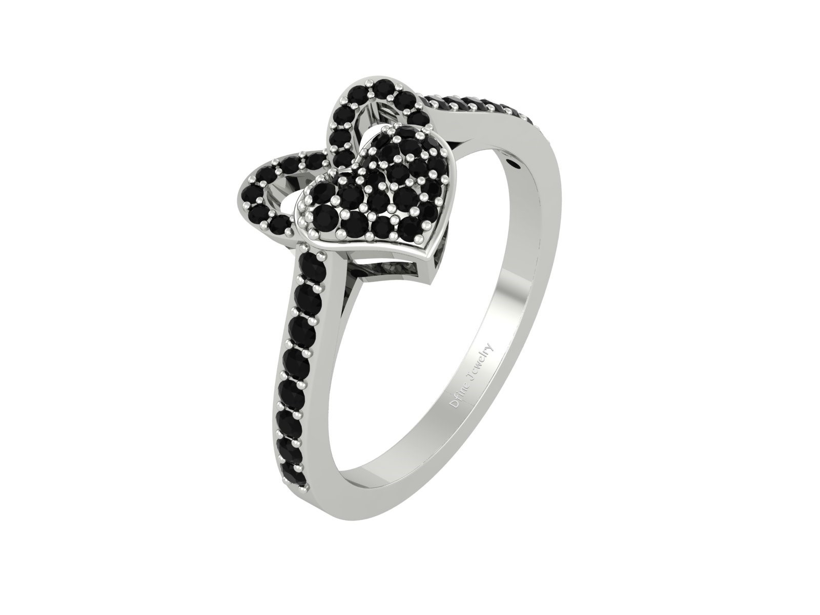 0.40cttw Black Diamond Heart Engagement Ring Solid 10k White Gold