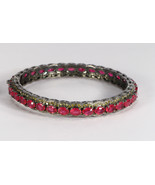 Round Women Openable Bangle .925 Sterling Silver with Ruby &amp; Colored Dia... - $1,026.00
