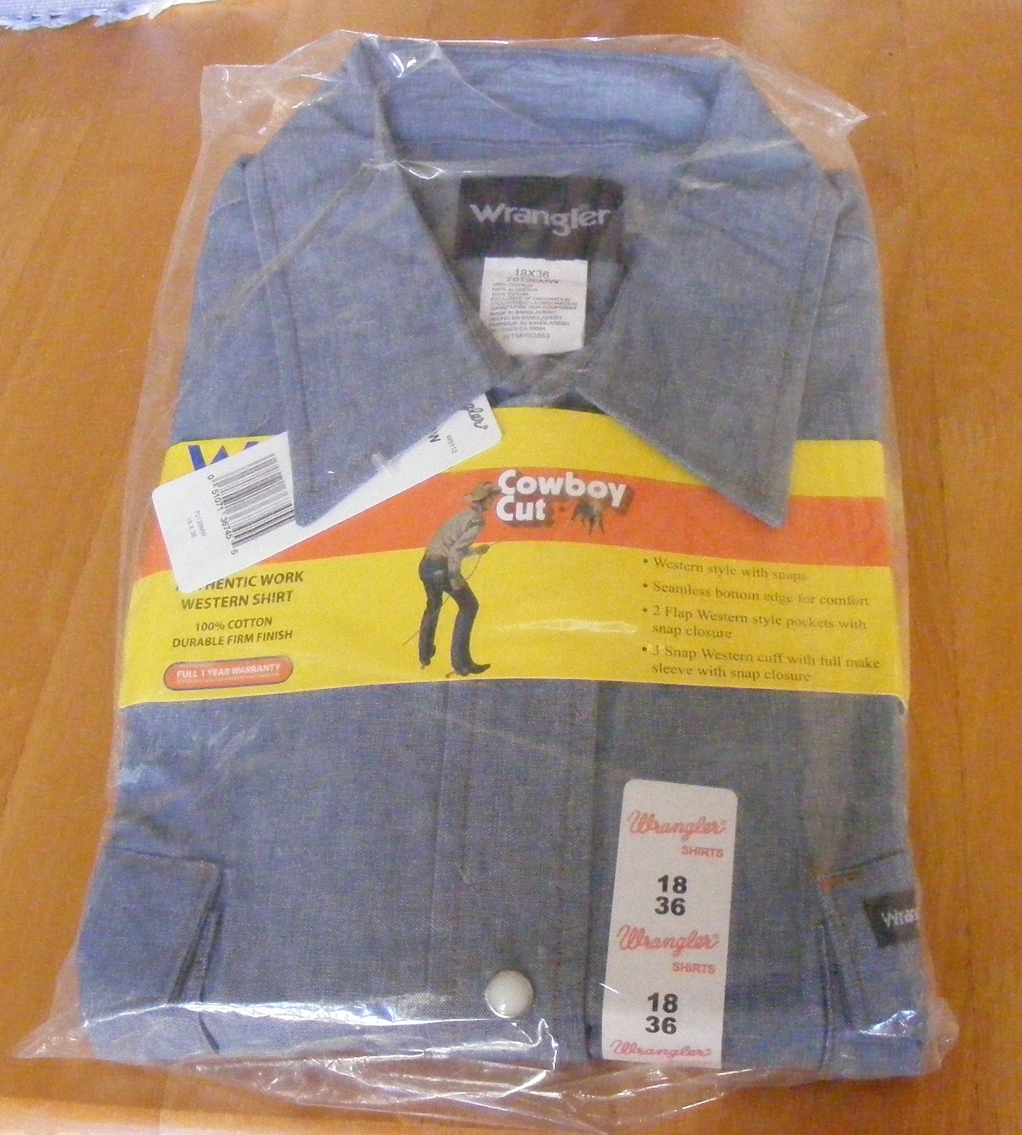 Cowboy Cut® Firm Finish Long Sleeve Western Snap Solid Work Shirt in  Chambray Blue